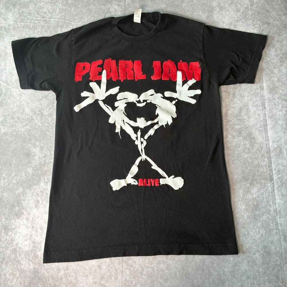 Pearl Jam Alive Stick Figure Graphic T-Shirt Black Mens Small Tultex